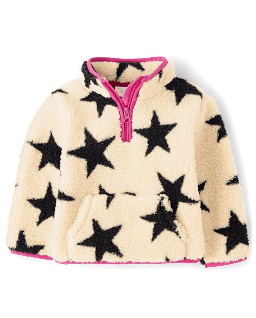 Toddler Girls Print Sherpa Half-Zip Pullover The Children`s Place