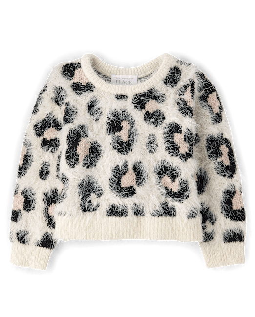 Toddler Girls Leopard Eyelash Sweater The Children`s Place