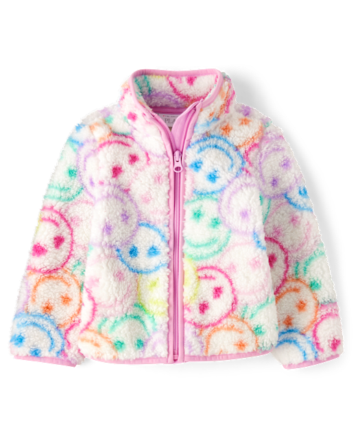 Toddler Girls Print Sherpa Zip Up Jacket The Children`s Place