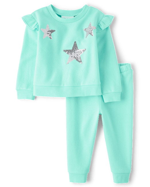 Toddler Girls Sequin Graphic Fleece 2-Piece Outfit Set The Children`s Place