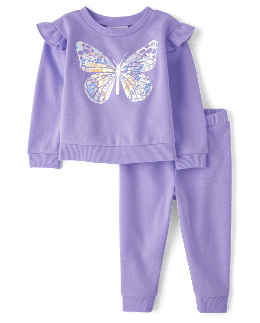 Toddler Girls Sequin Graphic Fleece 2-Piece Outfit Set The Children`s Place