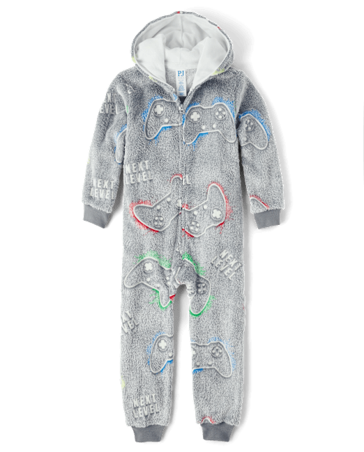 Boys Glow Gamer Sherpa One Piece Pajamas The Children`s Place