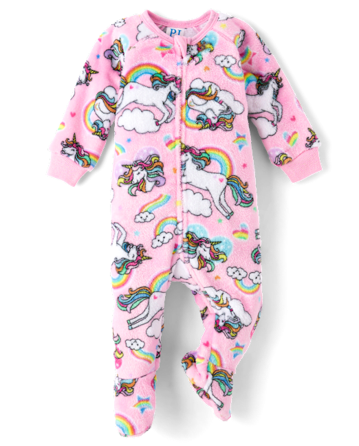 Baby And Toddler Girls Unicorn Fleece Footed One Piece Pajamas The Children`s Place