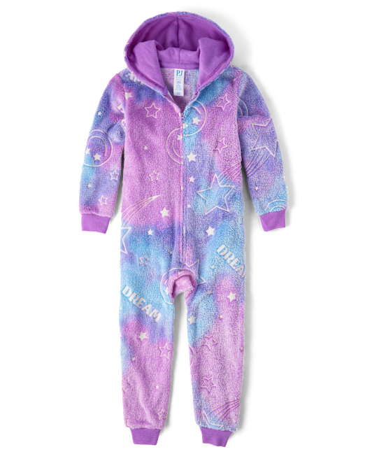 Girls Glow Icon Sherpa One Piece Pajamas The Children`s Place