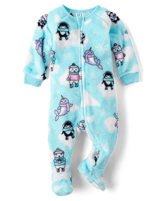 Baby And Toddler Girls Winter Animals Fleece Footed One Piece Pajamas The Children`s Place