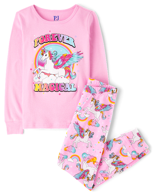 Girls Unicorn Snug Fit Cotton Pajamas The Children`s Place