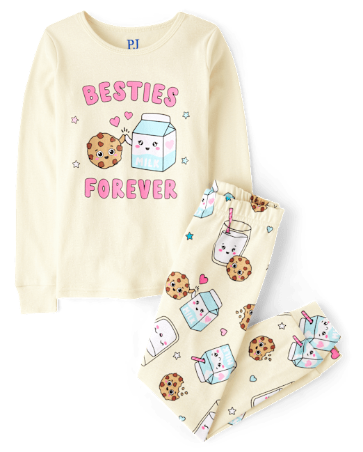 Girls Milk And Cookies Snug Fit Cotton Pajamas The Children`s Place