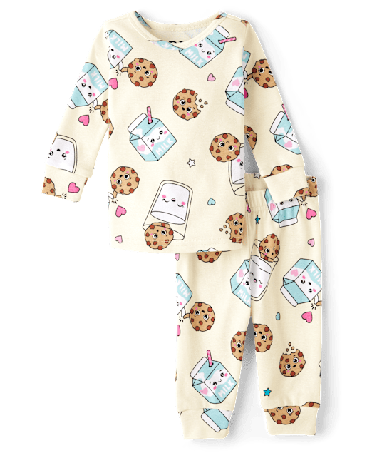 Baby And Toddler Girls Milk And Cookies Snug Fit Cotton Pajamas The Children`s Place