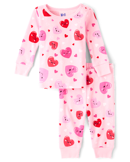 Baby And Toddler Girls Heart Snug Fit Cotton Pajamas The Children`s Place