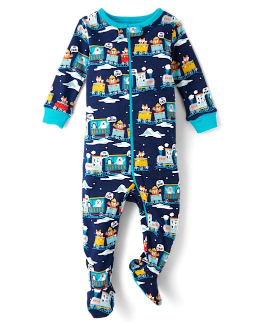 Baby And Toddler Boys Train Snug Fit Cotton Footed One Piece Pajamas The Children`s Place