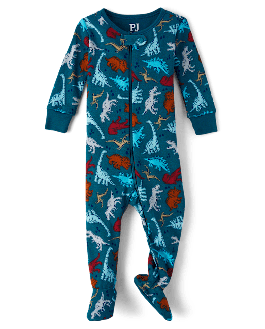 Baby And Toddler Boys Dino Snug Fit Cotton Footed One Piece Pajamas The Children`s Place