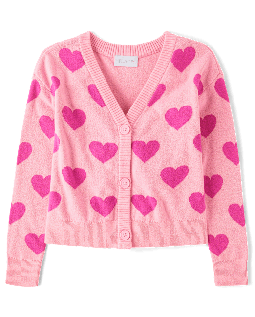 Girls Intarsia Heart Cardigan The Children`s Place