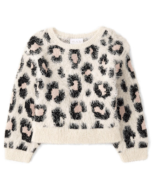 Girls Leopard Eyelash Sweater The Children`s Place