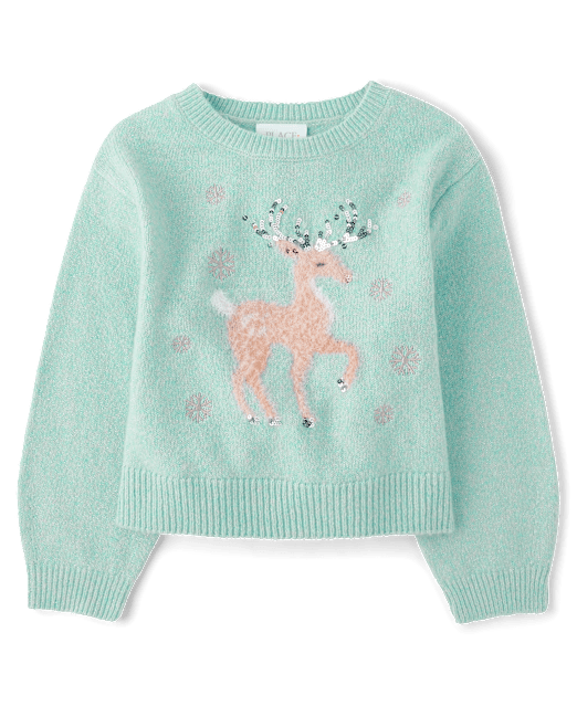 Girls Sequin Graphic Sweater The Children`s Place