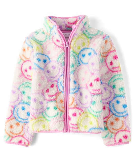 Girls Print Sherpa Zip Up Jacket The Children`s Place