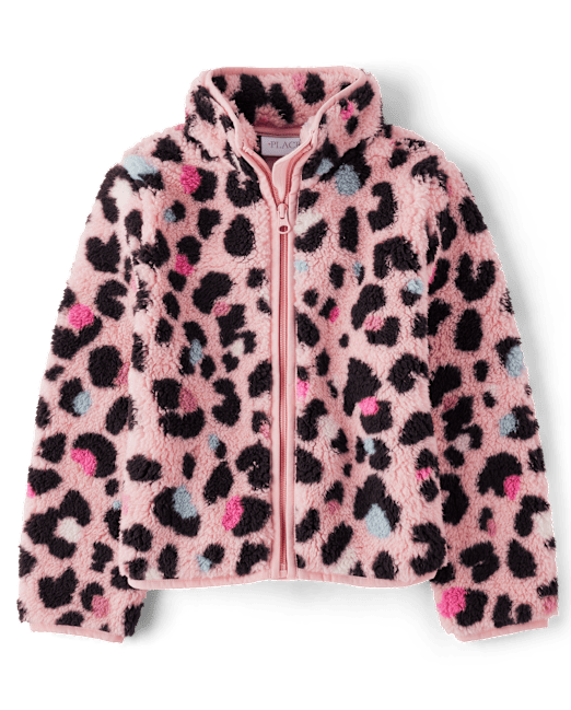 Girls Print Sherpa Zip Up Jacket The Children`s Place