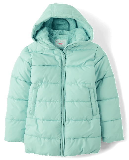 Girls Quilted Midi Puffer Jacket The Children`s Place