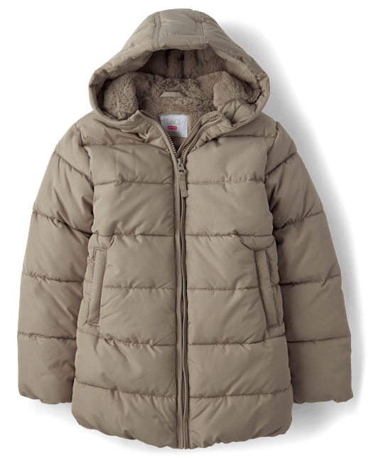 Girls Quilted Midi Puffer Jacket The Children`s Place