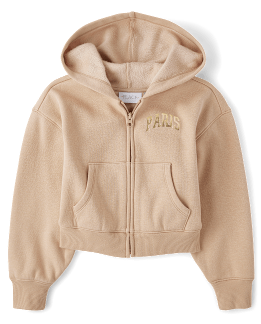 Girls Graphic Velboa Zip Up Hoodie The Children`s Place