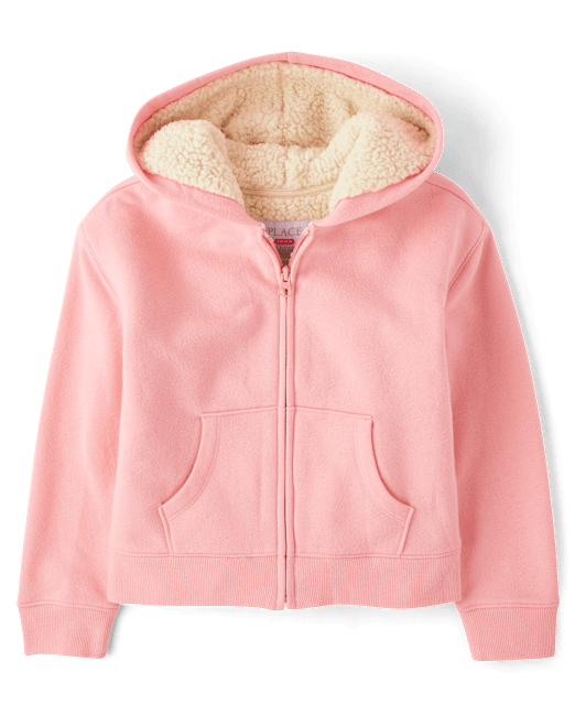 Girls Sequin Fleece Sherpa Lined Zip Up Hoodie The Children`s Place