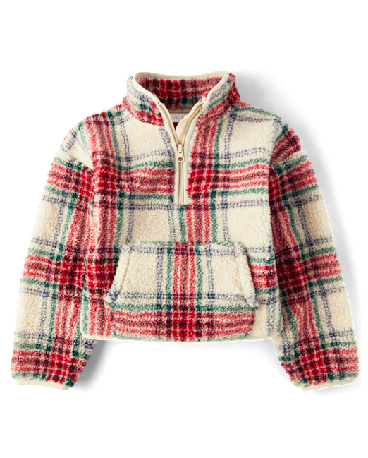 Girls Print Sherpa Half Zip Pullover The Children`s Place