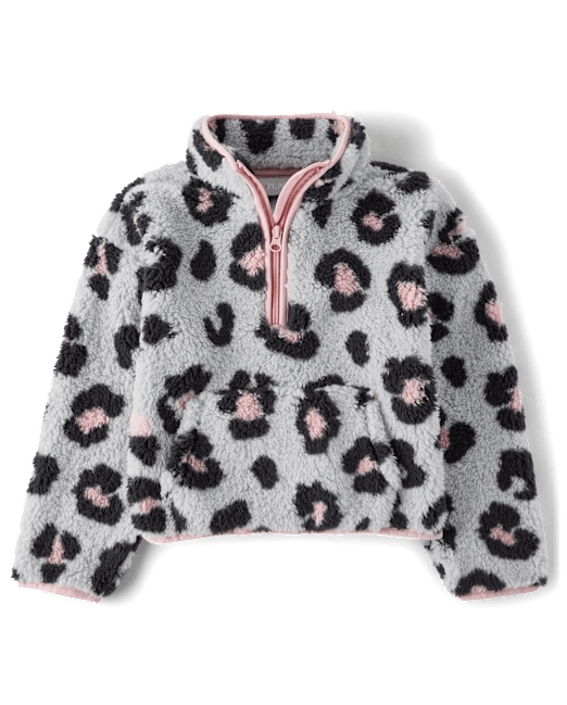 Girls Print Sherpa Half Zip Pullover The Children`s Place