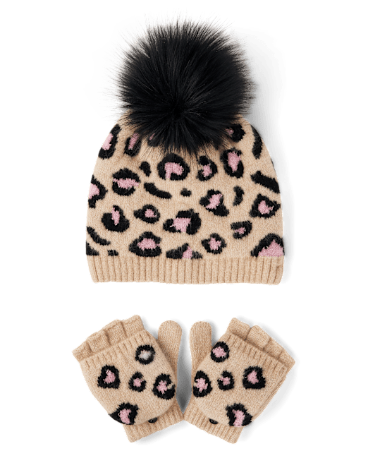 Комплект аксессуаров The Children`s Place Girls Intarsia Leopard 2-Piece Cold Weather Set The Children`s Place