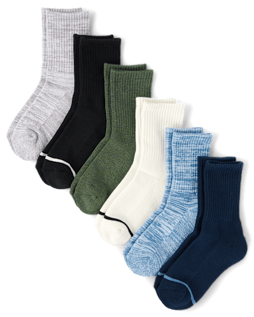 Boys Cushioned Crew Socks 6-Pack The Children`s Place