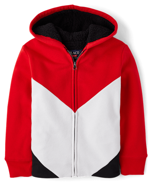 Boys Colorblock Fleece Sherpa Lined Zip Up Hoodie The Children`s Place