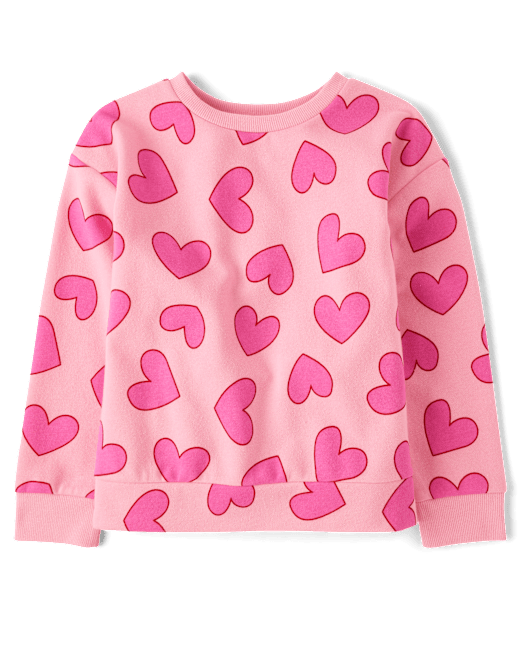 Girls Heart Fleece Sweatshirt The Children`s Place