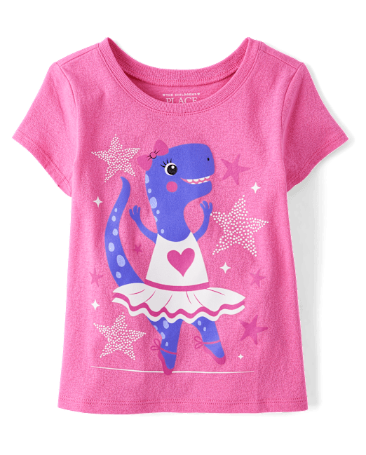 Baby And Toddler Girls Dino Ballerina Graphic Tee The Children`s Place