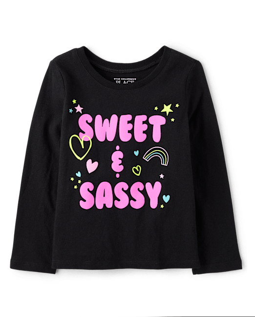 Детская футболка с графическим принтом Sweet & Sassy из 100% хлопка для девочек The Children`s Place