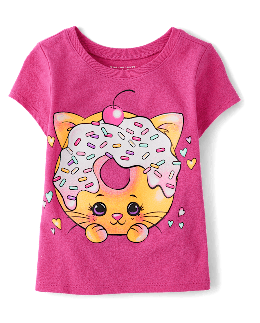 Baby And Toddler Girls Cat Doughnut Graphic Tee The Children`s Place