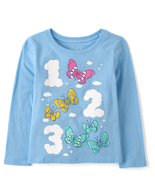 Baby And Toddler Girls Number Butterfly Graphic Tee The Children`s Place