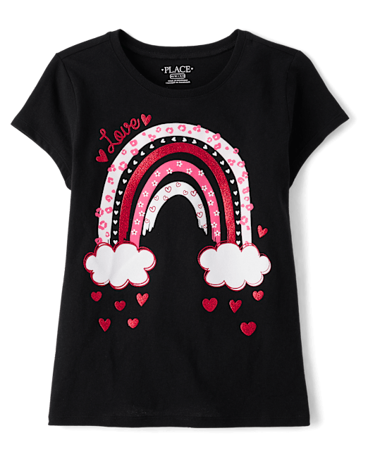 Girls Valentine's Day Heart Rainbow Graphic Tee The Children`s Place