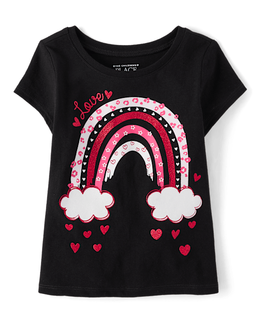 Baby And Toddler Girls Valentine's Day Heart Rainbow Graphic Tee The Children`s Place