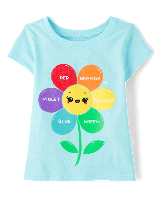 Baby And Toddler Girls Flower Color Graphic Tee The Children`s Place