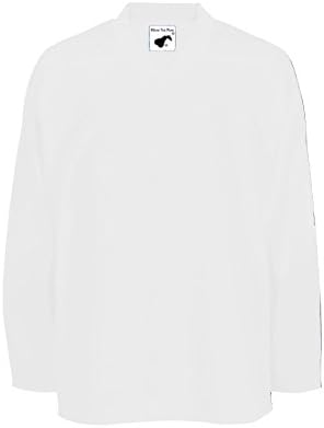 Pearsox Mesh Polyester Hockey Jersey for Men's - Ice Hockey Athletic Plain Sports Jersey with Pullover Closure, Long Sleeves (White, YS/YM) PEAR SOX