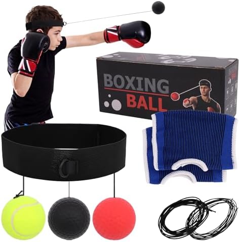 Boxing Ball, Three Levels of Difficulty, with Headband and Gloves, Perfect for Adults and Children to Improve Speed Reaction and Hand-Eye Coordination Training. Lorpect