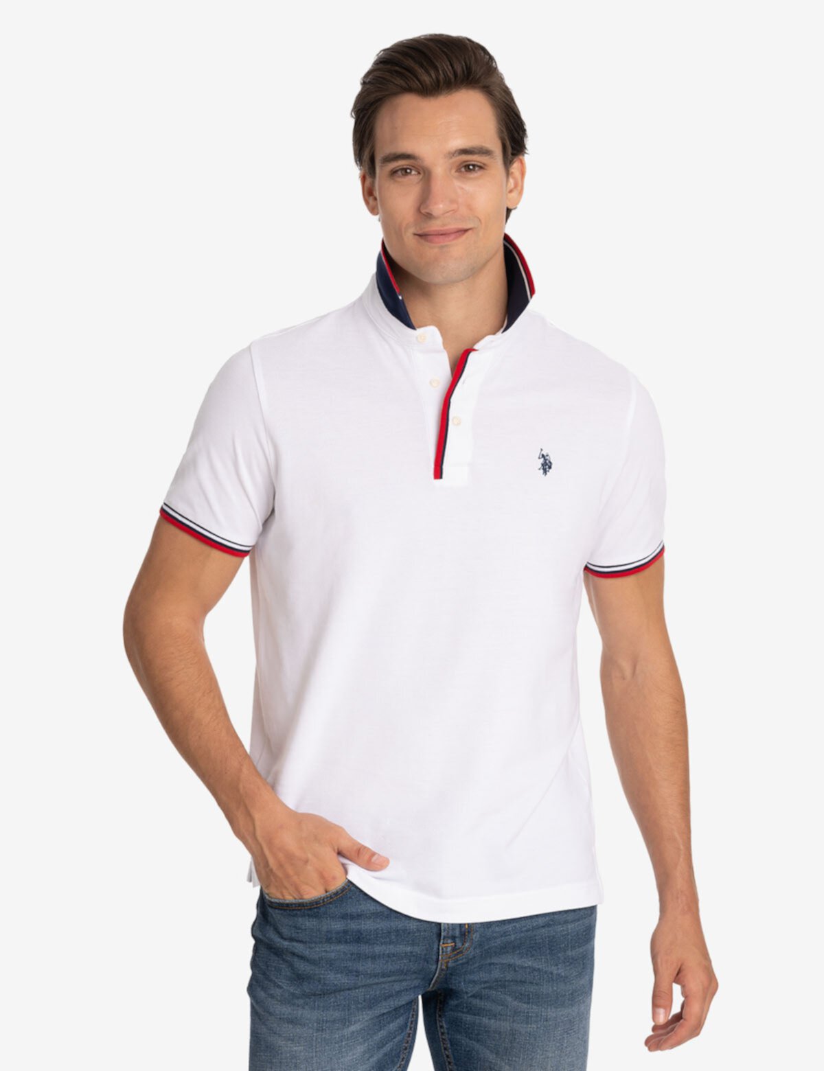 Мужская Поло рубашка U.S. POLO ASSN. Signature Stripe Rib Tipped Trim U.S. POLO ASSN.