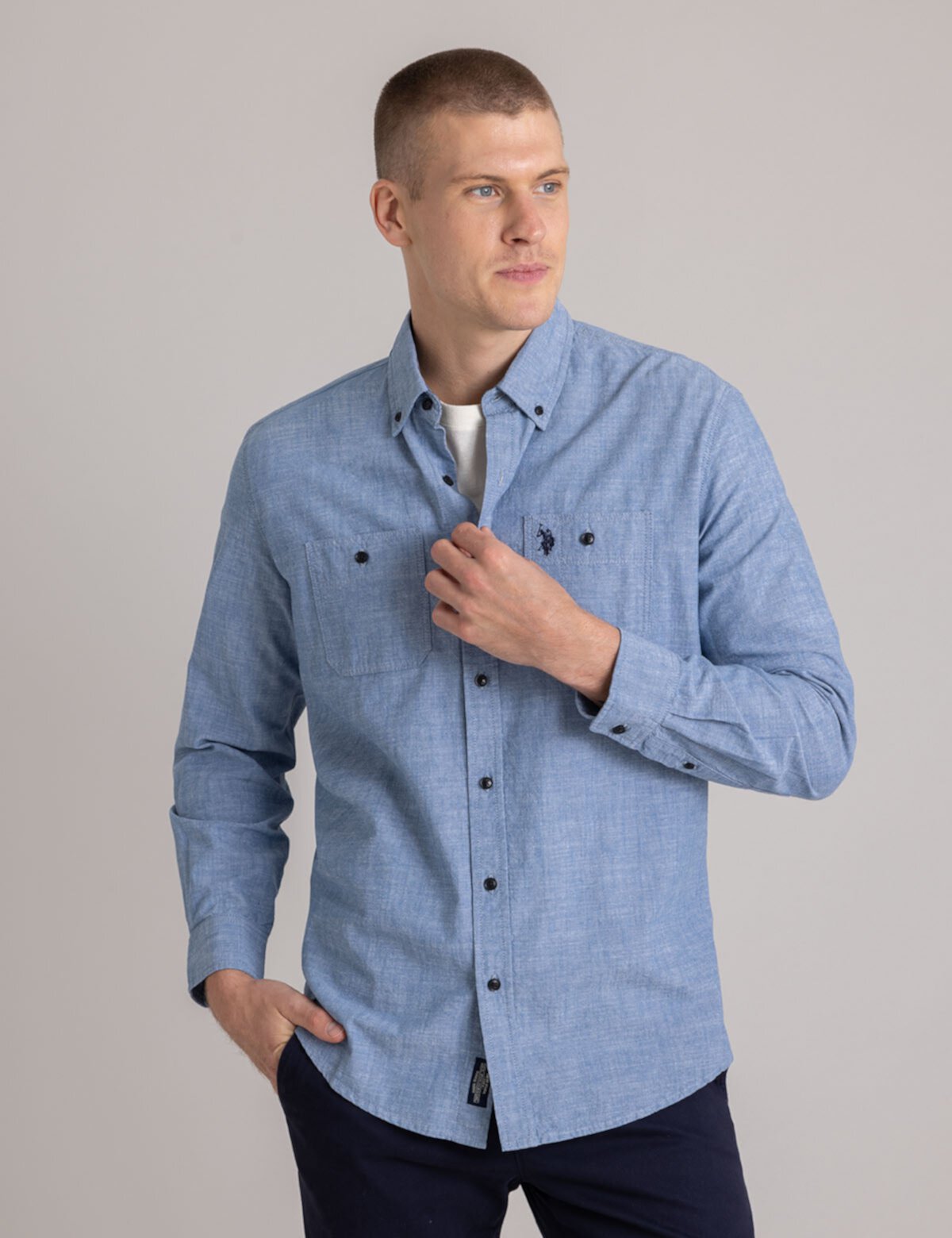 Мужская Повседневная Рубашка U.S. POLO ASSN. Cotton Canvas Long Sleeve Shirt U.S. POLO ASSN.