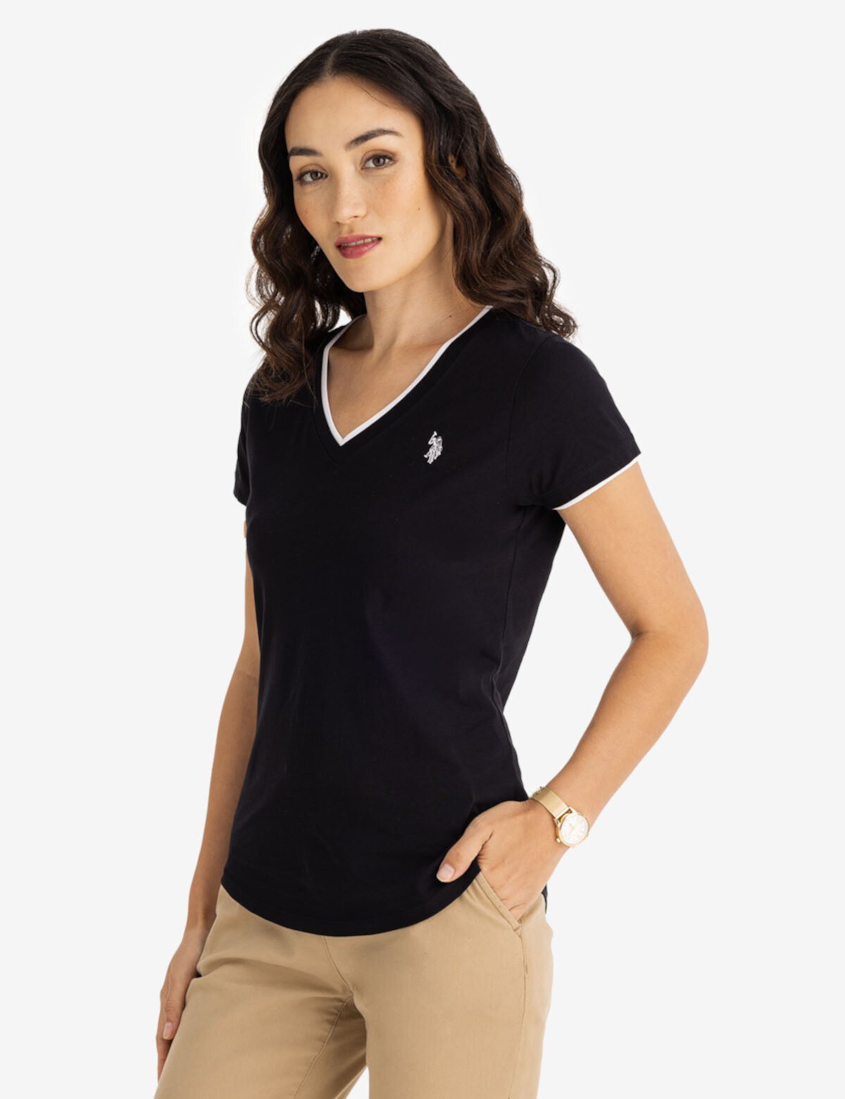 Женская Футболка U.S. POLO ASSN. Double Band V-Neck U.S. POLO ASSN.