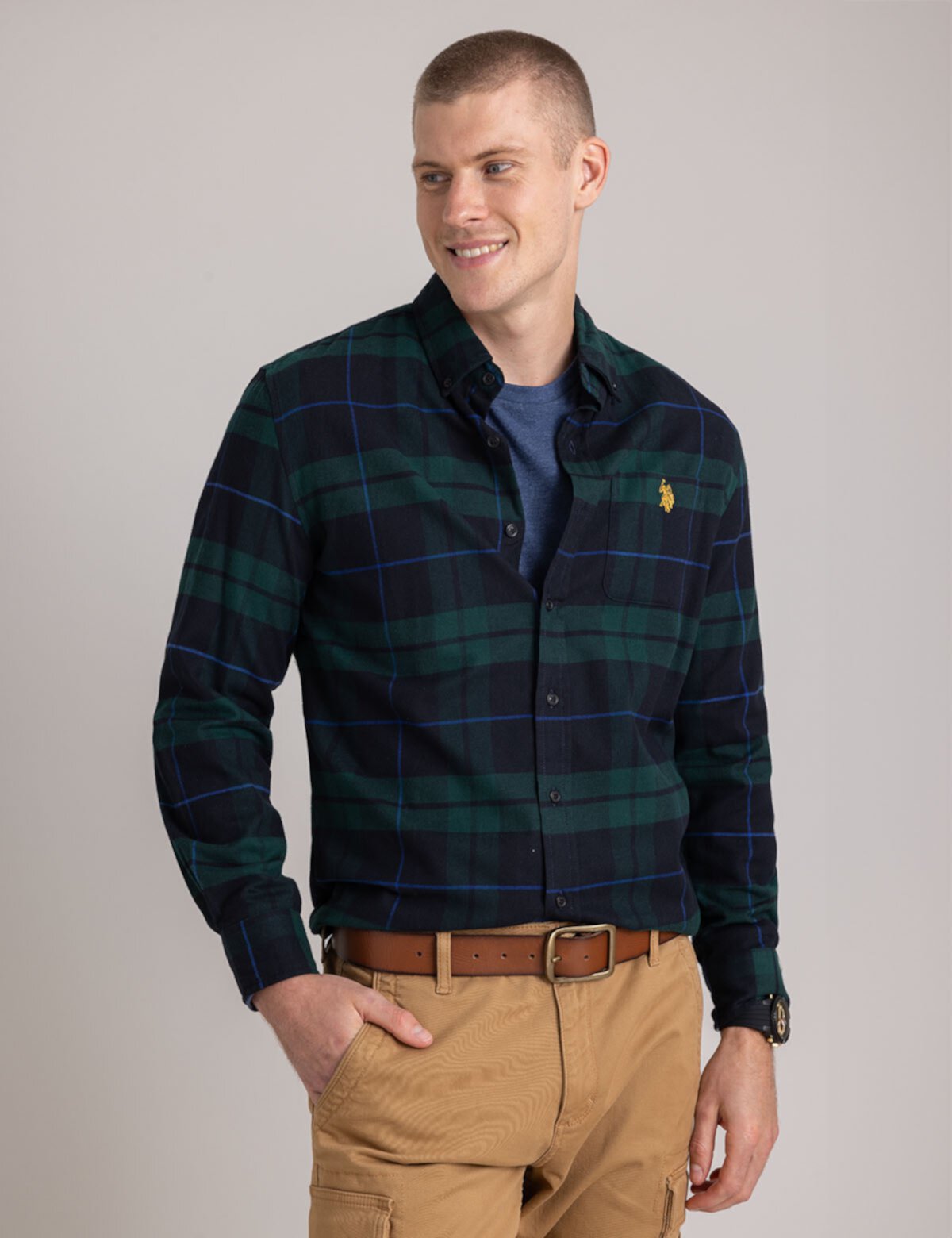 Мужская Повседневная рубашка U.S. POLO ASSN. TARTAN PEACHED TWILL LONG SLEEVE SHIRT U.S. POLO ASSN.