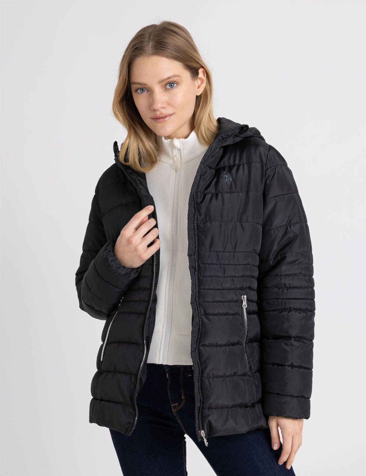 Женская Пуховик U.S. POLO ASSN. HOODED PUFFER COAT WITH SLASH POCKETS U.S. POLO ASSN.