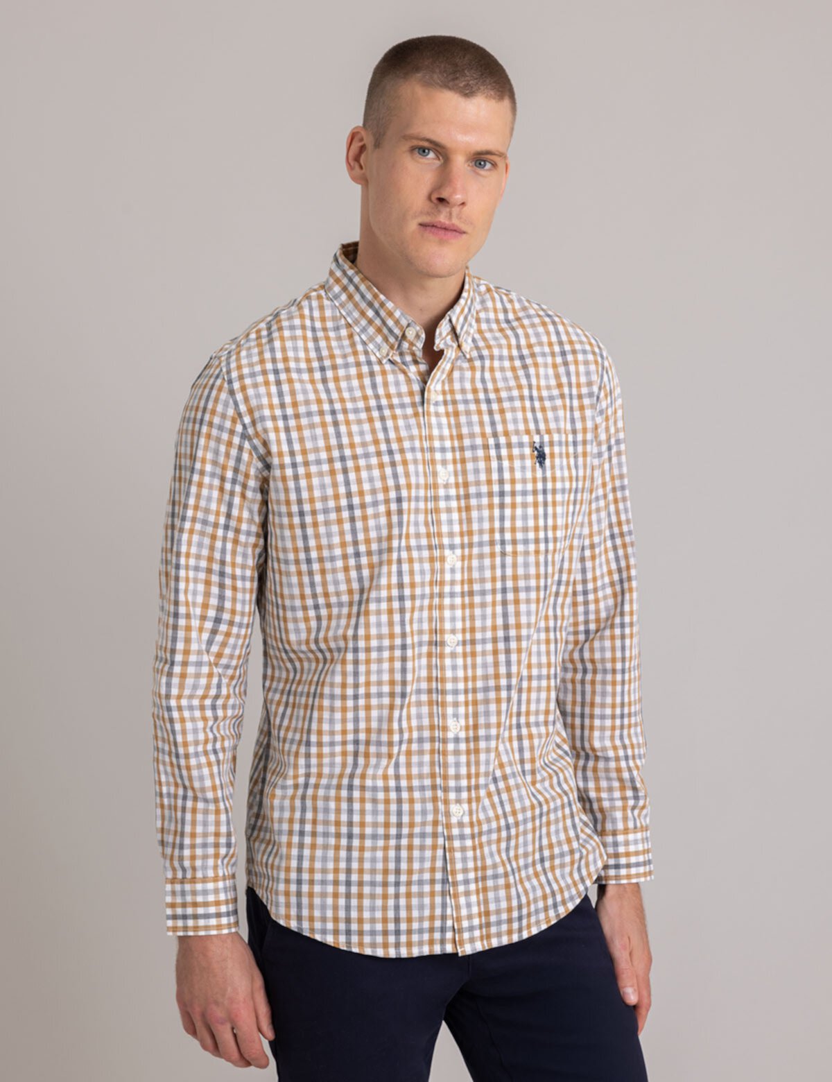 Мужская Повседневная рубашка U.S. POLO ASSN. MULTI GINGHAM POPLIN LONG SLEEVE SHIRT U.S. POLO ASSN.