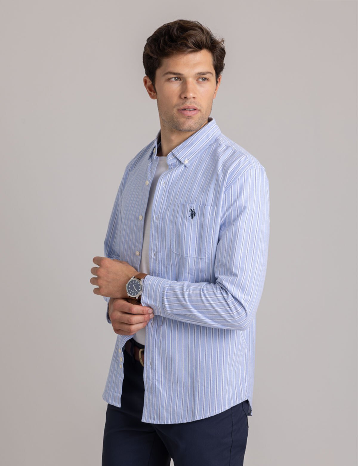 Мужская Повседневная рубашка U.S. POLO ASSN. Vertical Stripe Yarn Dye Oxford Shirt U.S. POLO ASSN.