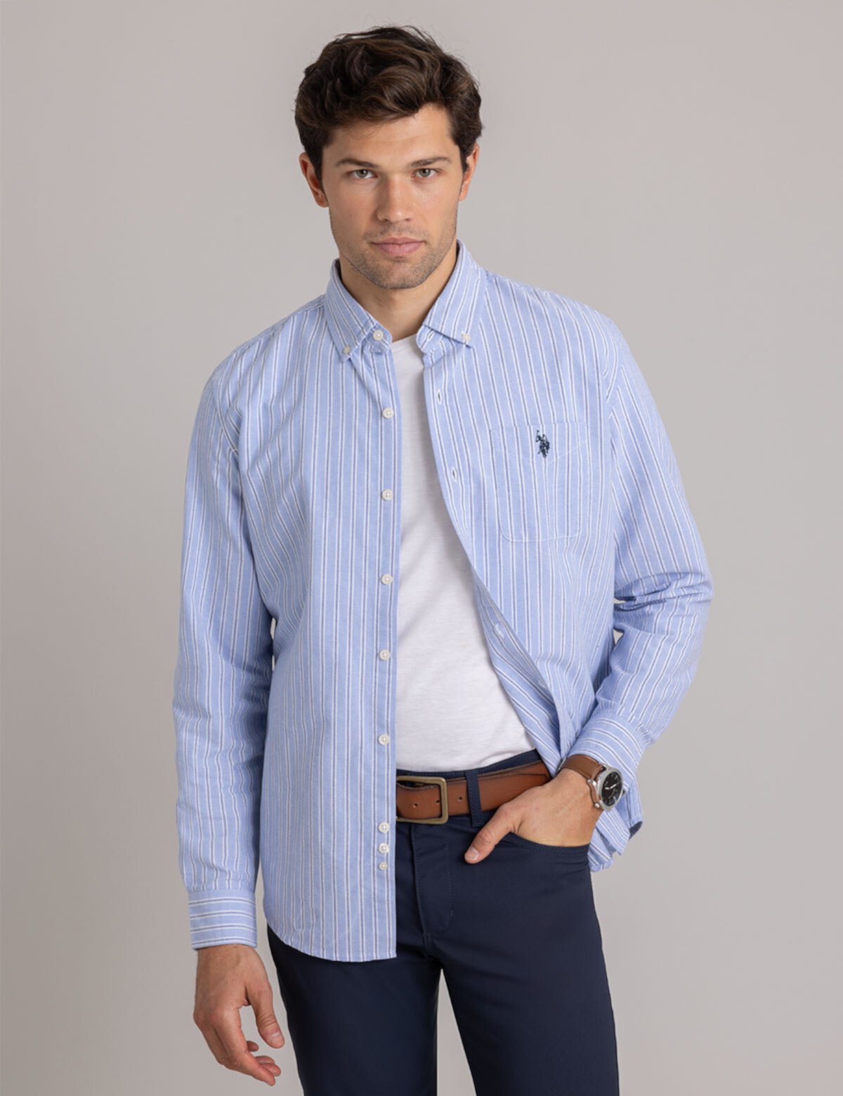 Мужская Повседневная рубашка U.S. POLO ASSN. Vertical Stripe Yarn Dye Oxford Shirt U.S. POLO ASSN.