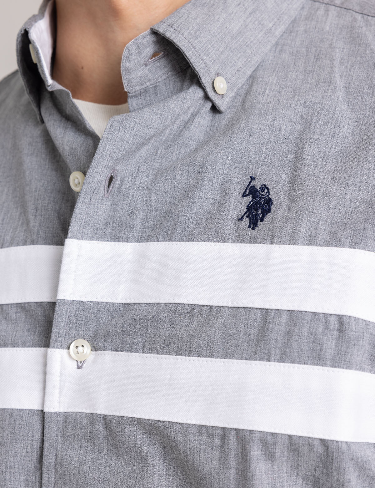 Мужская Повседневная рубашка U.S. POLO ASSN. PEACHED HEATHER POPLIN LONG SLEEVE SHIRT U.S. POLO ASSN.