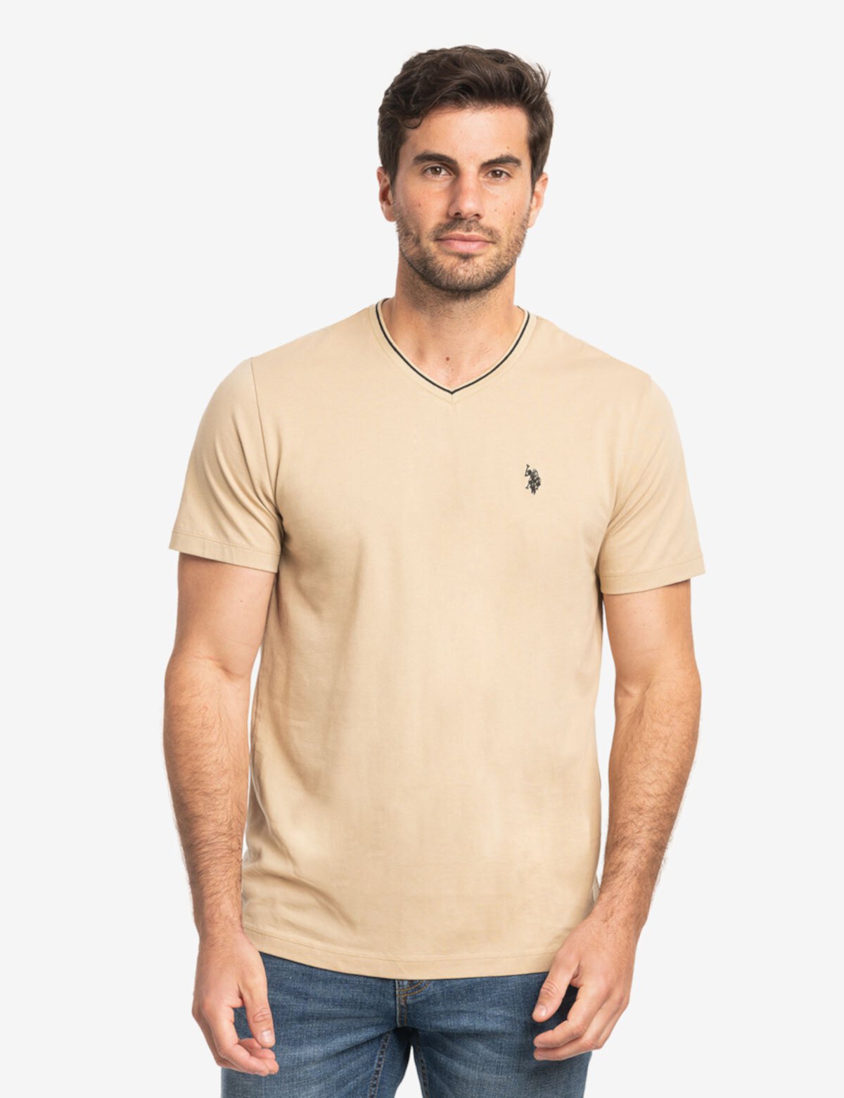 Мужская Футболка U.S. POLO ASSN. Tipped V-Neck Jersey T-Shirt U.S. POLO ASSN.