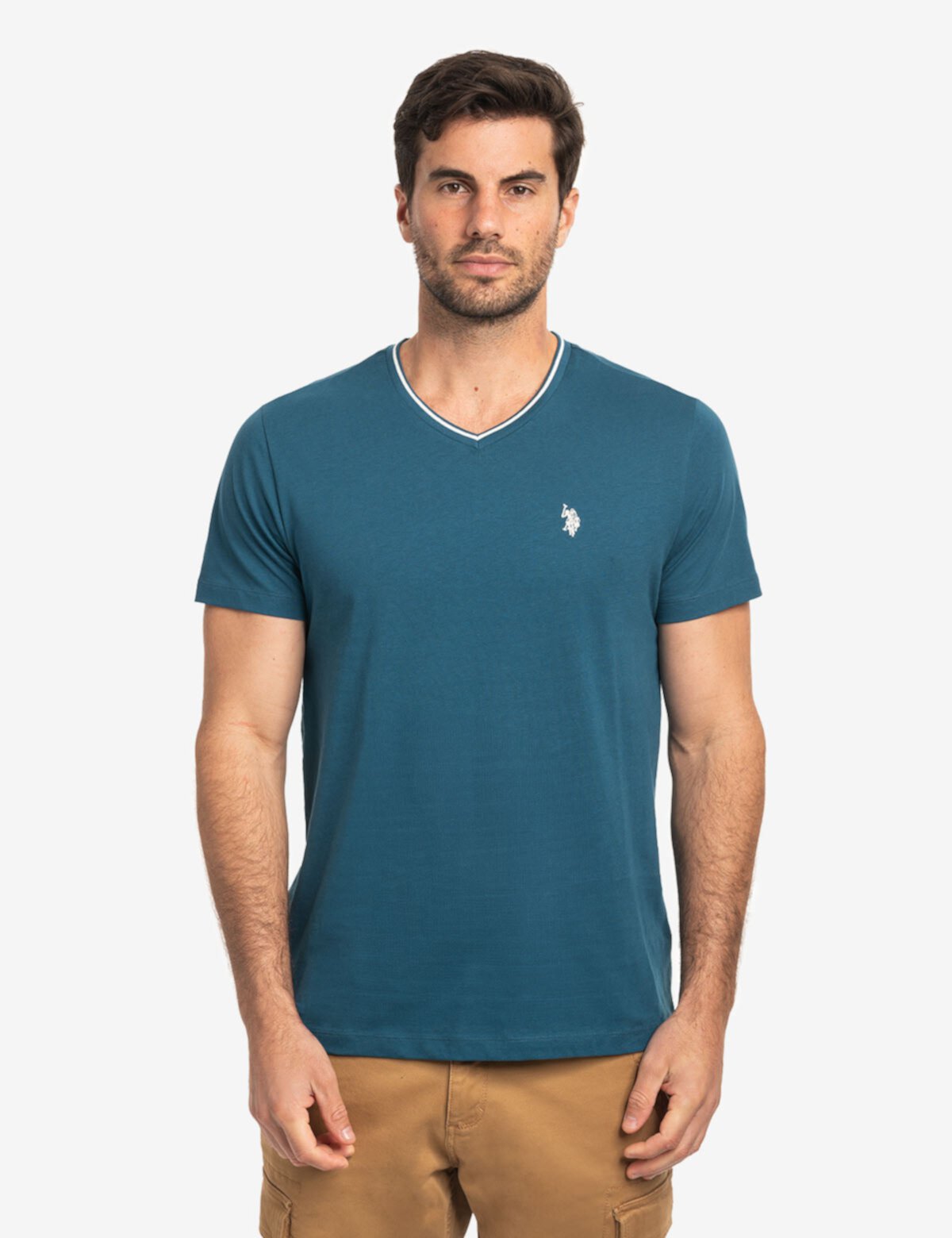 Мужская Футболка U.S. POLO ASSN. Tipped V-Neck Jersey T-Shirt U.S. POLO ASSN.